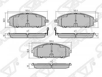 Колодки тормозные SAT (передние) Nissan Patrol  5 (1997-2010) Y61 дорестайлинг, Y61 1-ый рестайлинг, Y61 2-ой рестайлинг