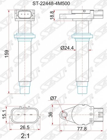 Катушка зажигания SAT Nissan Almera N16 седан дорестайлинг (2000-2003)