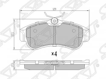 919 р. Колодки тормозные SAT (передние) Nissan Bluebird Sylphy седан G10 дорестайлинг (2000-2003)  с доставкой в г. Кемерово. Увеличить фотографию 1