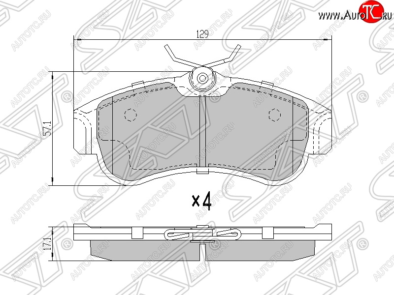 919 р. Колодки тормозные SAT (передние) Nissan Bluebird Sylphy седан G10 дорестайлинг (2000-2003)  с доставкой в г. Кемерово