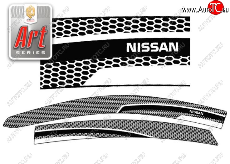 2 399 р. Дефлектора окон CA-Plastic  Nissan Almera  G15 (2012-2019) седан (Серия Art черная, Без хром.молдинга)  с доставкой в г. Кемерово