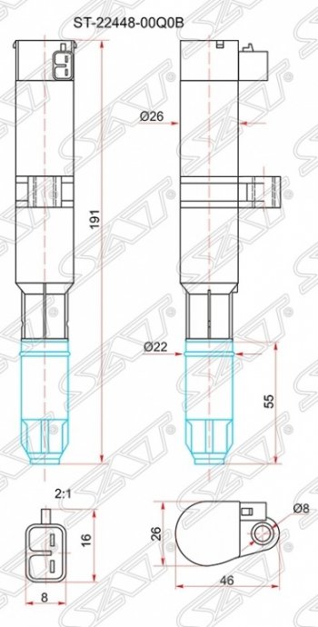 Катушка зажигания SAT Nissan Almera G15 седан (2012-2019)