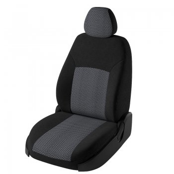 Чехлы для сидений (G11/G15) Lord Autofashion Дублин (жаккард, сплошная спинка) Nissan Almera G15 седан (2012-2019) (Черный, вставка Ёж белый)