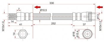 369 р. Тормозной шланг SAT (передний)  Nissan Almera  G15 (2012-2019), Renault Logan  1 (2004-2010), Renault Sandero  (BS) (2009-2014), Renault Sandero Stepway  (BS) (2010-2014)  с доставкой в г. Кемерово. Увеличить фотографию 1