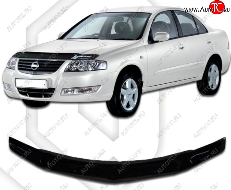 2 079 р. Дефлектор капота CA-Plastic  Nissan Almera Classic  седан (2006-2013) B10 (Classic черный, Без надписи)  с доставкой в г. Кемерово