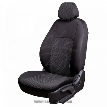 5 999 р. Чехлы для сидений Lord Autofashion Дублин (жаккард, сплошная спинка). Nissan Almera Classic седан B10 (2006-2013) (Черный, вставка Ёж Белый)  с доставкой в г. Кемерово. Увеличить фотографию 1