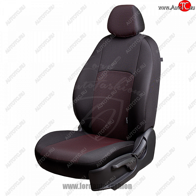 5 999 р. Чехлы для сидений Lord Autofashion Дублин (жаккард, сплошная спинка) Nissan Almera Classic седан B10 (2006-2013) (Черный, вставка Ёж Красный)  с доставкой в г. Кемерово