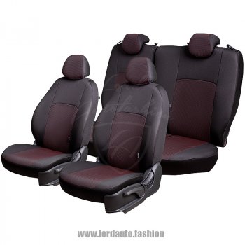 5 999 р. Чехлы для сидений Lord Autofashion Дублин (жаккард, сплошная спинка) Nissan Almera Classic седан B10 (2006-2013) (Черный, вставка Ёж Красный)  с доставкой в г. Кемерово. Увеличить фотографию 2
