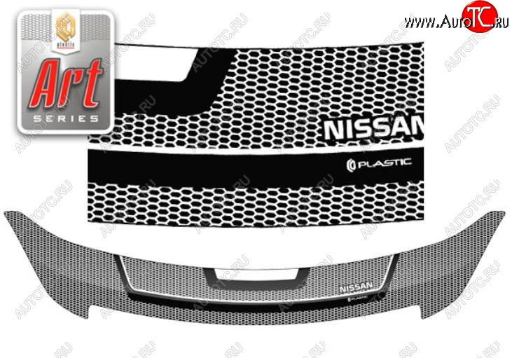 2 479 р. Дефлектор капота CA-Plastiс  Nissan Bluebird Sylphy  седан (2005-2012) G11 (Серия Art черная)  с доставкой в г. Кемерово