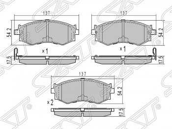 979 р. Колодки тормозные SAT (передние) Nissan Bluebird седан U14 дорестайлинг (1996-1998)  с доставкой в г. Кемерово. Увеличить фотографию 1