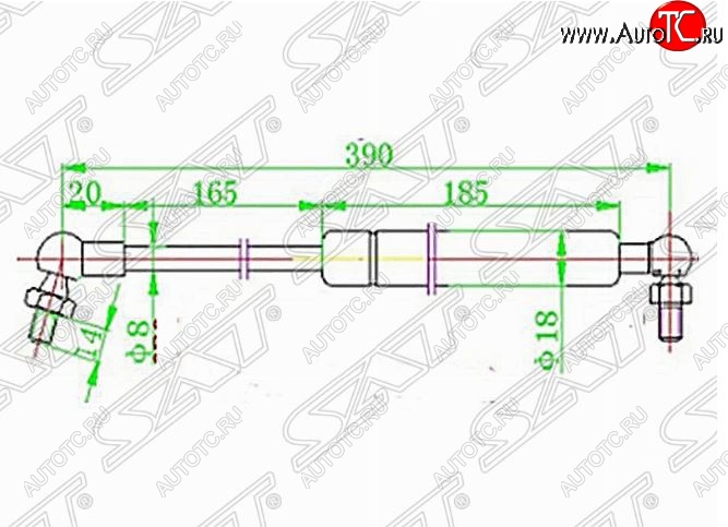 759 р. Газовый упор капота SAT  Nissan Cefiro  A32 - Maxima  A32  с доставкой в г. Кемерово