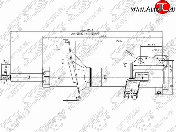 3 599 р. Левый амортизатор передний SAT  Nissan Cefiro  A32 - Rnessa  с доставкой в г. Кемерово