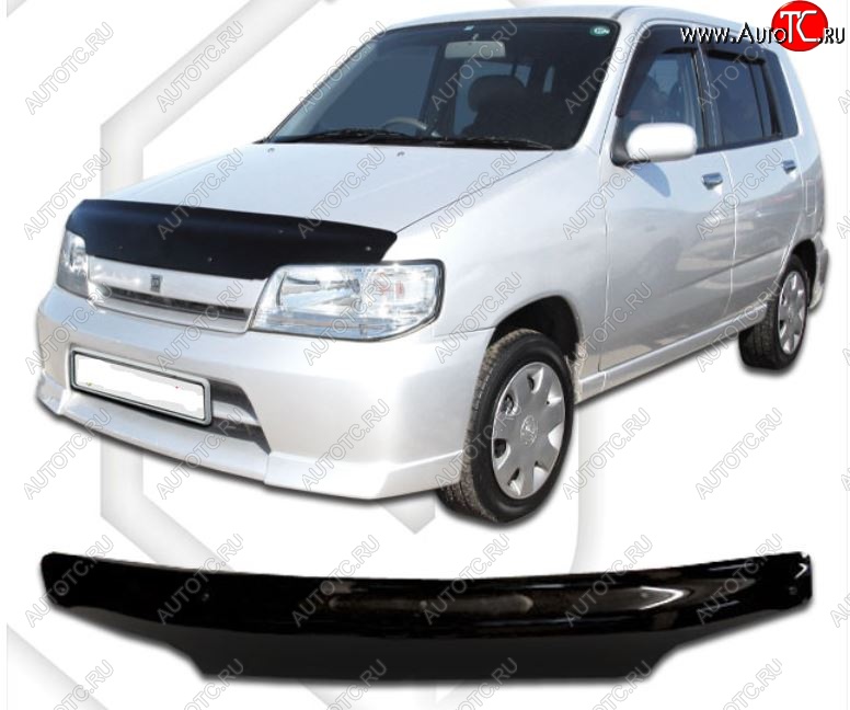 2 079 р. Дефлектор капота CA-Plastic  Nissan Cube  1 (1998-2002) (Classic черный, Без надписи)  с доставкой в г. Кемерово