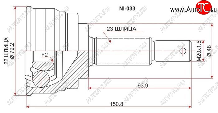 1 649 р. Шрус (наружный) SAT (22*23*48 мм) Nissan Micra K11 5 дв. рестайлинг (2000-2003)  с доставкой в г. Кемерово