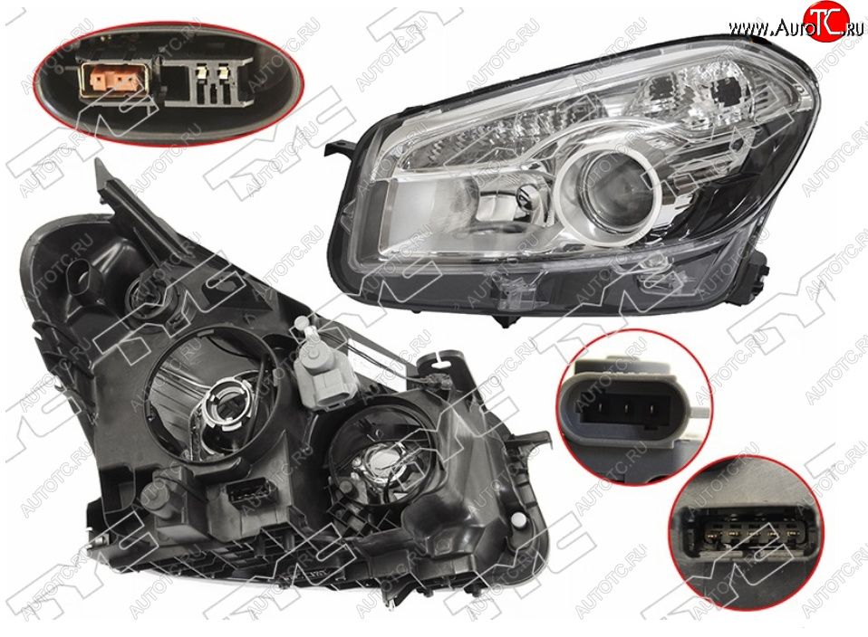 17 599 р. Левая фара (ксенон, с электрокорректором, Евросвет) TYC Nissan Qashqai +2 1 J10 рестайлинг (2010-2014)  с доставкой в г. Кемерово