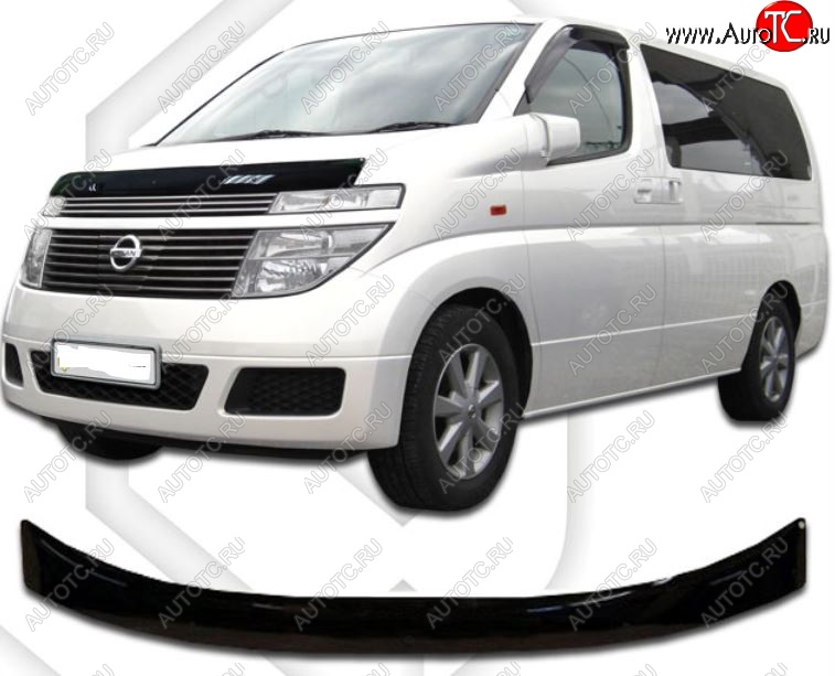 2 699 р. Дефлектор капота CA-Plastic Nissan Elgrand 2 рестайлинг (2004-2010) (серия Classic черный, Без надписи)  с доставкой в г. Кемерово