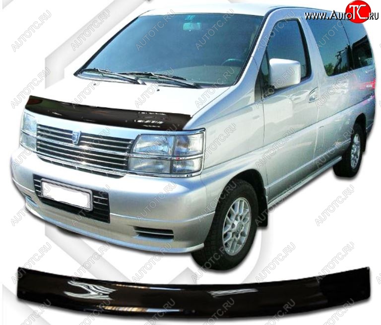2 159 р. Дефлектор капота CA-Plastic  Nissan Elgrand  1 (1997-2002) (Classic черный, Без надписи)  с доставкой в г. Кемерово