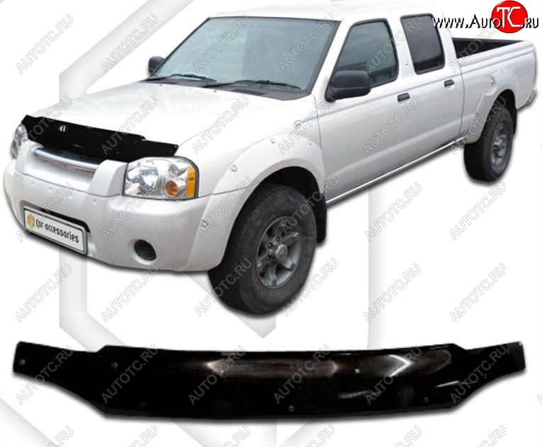 1 999 р. Дефлектор капота CA-Plastic Nissan Frontier 1 рестайлинг (2001-2005) (Classic черный, Без надписи)  с доставкой в г. Кемерово