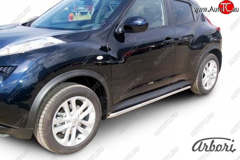 12 149 р. Защита штатных порогов 2WD Arbori (нержавейка, d42 mm). Nissan Juke 1 YF15 рестайлинг (2014-2020)  с доставкой в г. Кемерово