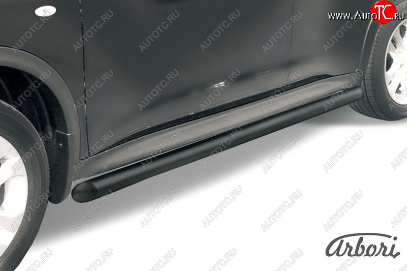 6 389 р. Защита штатных порогов Arbori (черная, d57 mm). Nissan Juke 1 YF15 рестайлинг (2014-2020)  с доставкой в г. Кемерово
