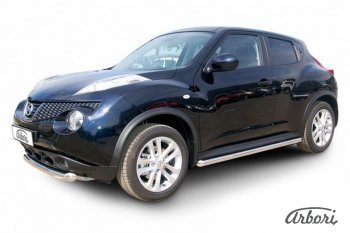 Защита штатных порогов 2WD Arbori (нержавейка, d57 mm). Nissan Juke 1 YF15 дорестайлинг (2010-2014)