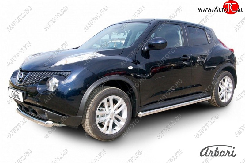 12 149 р. Защита штатных порогов 2WD Arbori (нержавейка, d57 mm). Nissan Juke 1 YF15 рестайлинг (2014-2020)  с доставкой в г. Кемерово