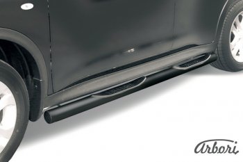 Защита порогов с проступью d76 mm 2WD Arbori Nissan Juke 1 YF15 дорестайлинг (2010-2014) (сталь с полимерным покрытием, цвет черный)