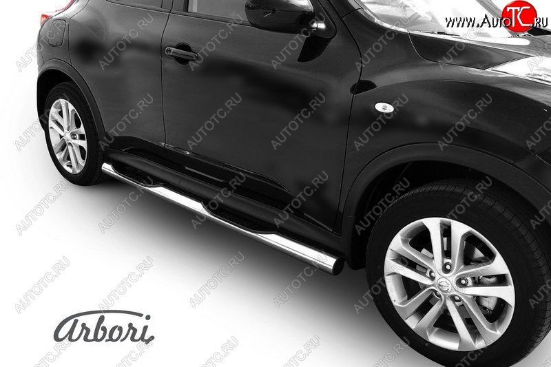 14 579 р. Защита штатных порогов 4WD Arbori (с проступью, нержавейка, d76 mm). Nissan Juke 1 YF15 рестайлинг (2014-2020)  с доставкой в г. Кемерово