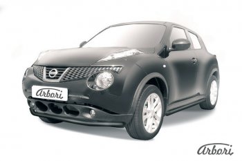 5 939 р. Защита переднего бампера 4WD Arbori (черная, 1 труба d57 mm). Nissan Juke 1 YF15 рестайлинг (2014-2020)  с доставкой в г. Кемерово. Увеличить фотографию 1