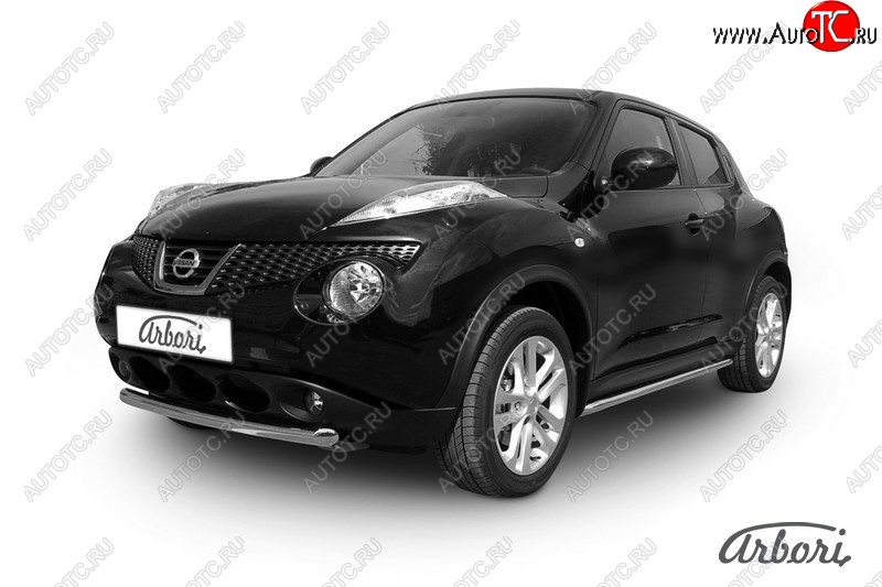 9 809 р. Защита переднего бампера 4WD Arbori (короткая. нержавейка, 1 труба d57 mm). Nissan Juke 1 YF15 рестайлинг (2014-2020)  с доставкой в г. Кемерово