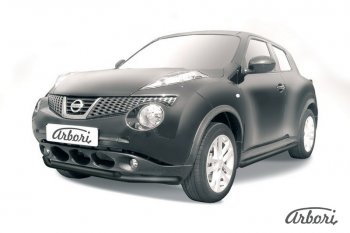 8 909 р. Защита переднего бампера 4WD Arbori (черная, 2 трубы d57 и 42 mm).  Nissan Juke  1 YF15 (2010-2020) дорестайлинг, рестайлинг  с доставкой в г. Кемерово. Увеличить фотографию 1