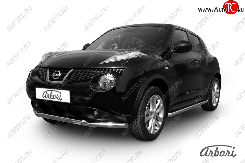 13 049 р. Защита переднего бампера 4WD Arbori (нержавейка, 2 трубы d57 и 42 mm)  Nissan Juke  1 YF15 (2010-2020) дорестайлинг, рестайлинг  с доставкой в г. Кемерово