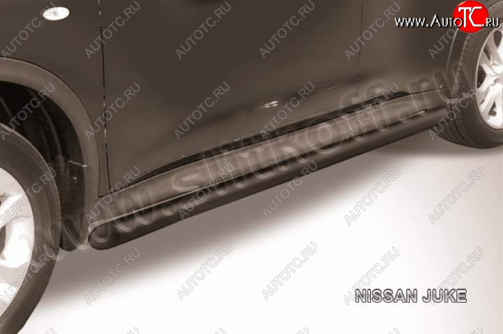 10 349 р. Защита порогов d57 Slitkoff Nissan Juke 1 YF15 рестайлинг (2014-2020) (сталь с полимерным покрытием, цвет черный)  с доставкой в г. Кемерово