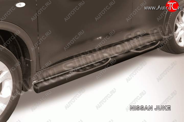 12 399 р. Защита порогов d76 Slitkoff Nissan Juke 1 YF15 дорестайлинг (2010-2014) (сталь с полимерным покрытием, цвет черный)  с доставкой в г. Кемерово