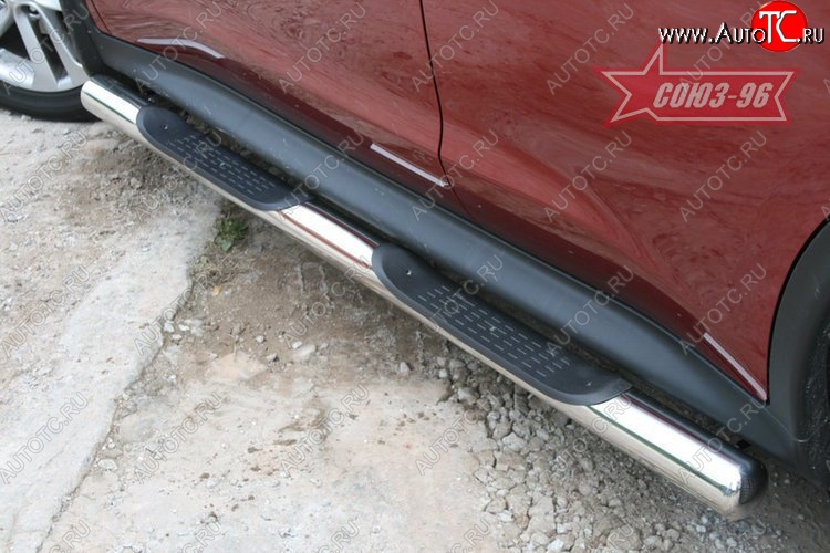 18 359 р. Защита порогов с проступью 4х4 Souz-96 (d76) Nissan Juke 1 YF15 рестайлинг (2014-2020)  с доставкой в г. Кемерово
