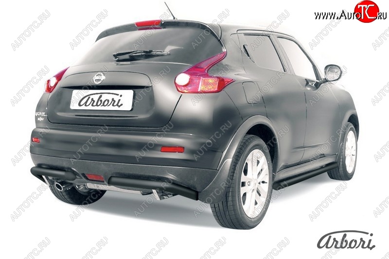 8 999 р. Защита заднего бампера Arbori (уголки, черная, 1 труба d57 mm). Nissan Juke 1 YF15 рестайлинг (2014-2020) (2WD)  с доставкой в г. Кемерово