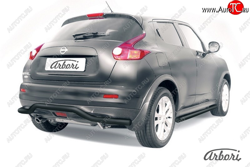 5 939 р. Защита заднего бампера 4WD Arbori (волна, черная, 1 труба d57 mm). Nissan Juke 1 YF15 рестайлинг (2014-2020)  с доставкой в г. Кемерово