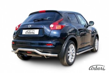 14 759 р. Защита заднего бампера Arbori (волна, нержавейка, 1 труба d57 mm). Nissan Juke 1 YF15 рестайлинг (2014-2020) (4WD)  с доставкой в г. Кемерово. Увеличить фотографию 2