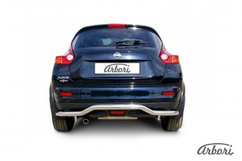 Защита заднего бампера Arbori (волна, нержавейка, 1 труба d57 mm). Nissan Juke 1 YF15 рестайлинг (2014-2020) (4WD)