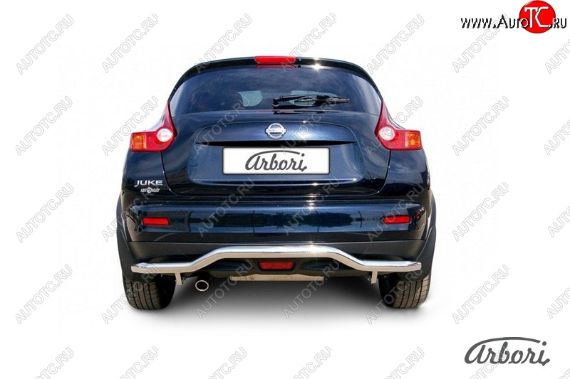 14 759 р. Защита заднего бампера Arbori (волна, нержавейка, 1 труба d57 mm). Nissan Juke 1 YF15 рестайлинг (2014-2020) (4WD)  с доставкой в г. Кемерово