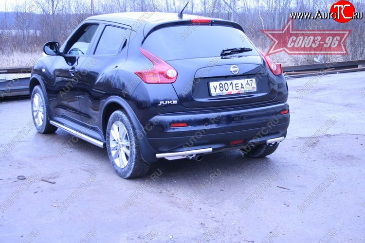 10 619 р. Защита заднего бампера из боковых уголков 4x4 Souz-96 (d42) Nissan Juke 1 YF15 рестайлинг (2014-2020)  с доставкой в г. Кемерово