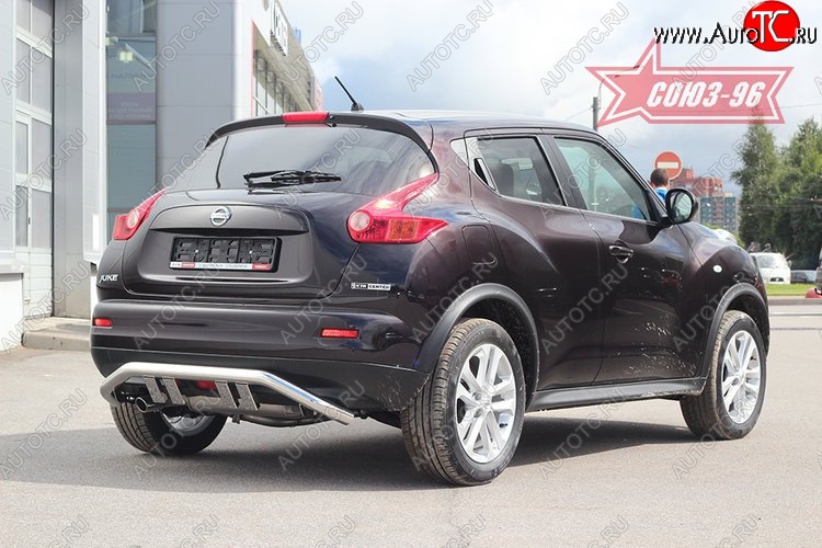 17 729 р. Защита заднего бампера с элементами из профиля 4х4 Souz-96 (d60) Nissan Juke 1 YF15 рестайлинг (2014-2020)  с доставкой в г. Кемерово
