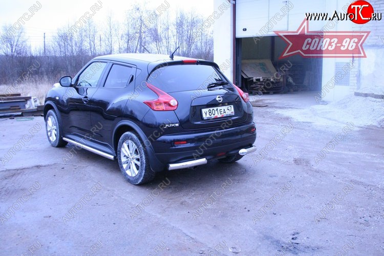 11 987 р. Защита заднего бампера из боковых уголков 4х4 Souz-96 (d76) Nissan Juke 1 YF15 рестайлинг (2014-2020)  с доставкой в г. Кемерово