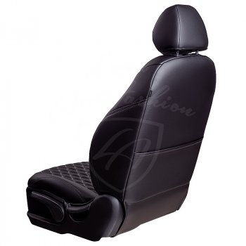 19 649 р. Чехлы для сидений Lord Autofashion Байрон (экокожа, раздельная спинка, 3 Г-образных подголовника) технику из списка применимости (Черный, вставка черная, строчка серая)  с доставкой в г. Кемерово. Увеличить фотографию 4