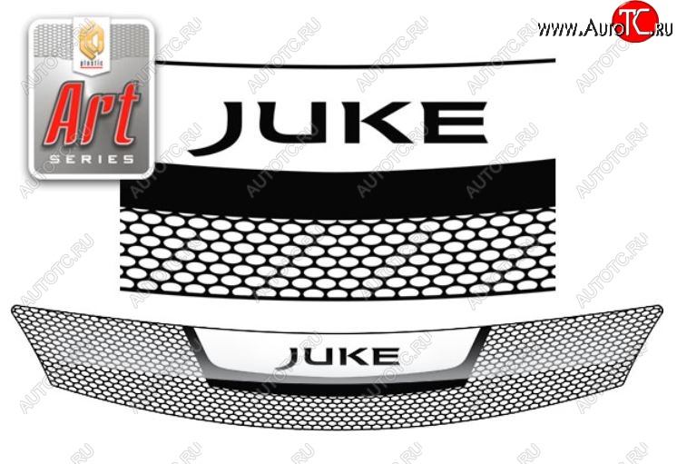 2 199 р. Дефлектор капота CA-Plastiс  Nissan Juke  1 YF15 (2010-2020) дорестайлинг, рестайлинг (серия Art черная)  с доставкой в г. Кемерово