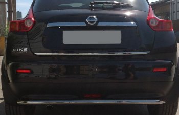 Защита заднего бампера Petroil Tuning (d51, нержавейка) Nissan Juke  1 YF15 (2010-2014) дорестайлинг