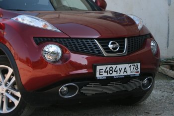 Декоративный элемент воздухозаборника Souz96 нержавеющая сталь Nissan Juke  1 YF15 (2010-2014) дорестайлинг (Черная 10 мм)