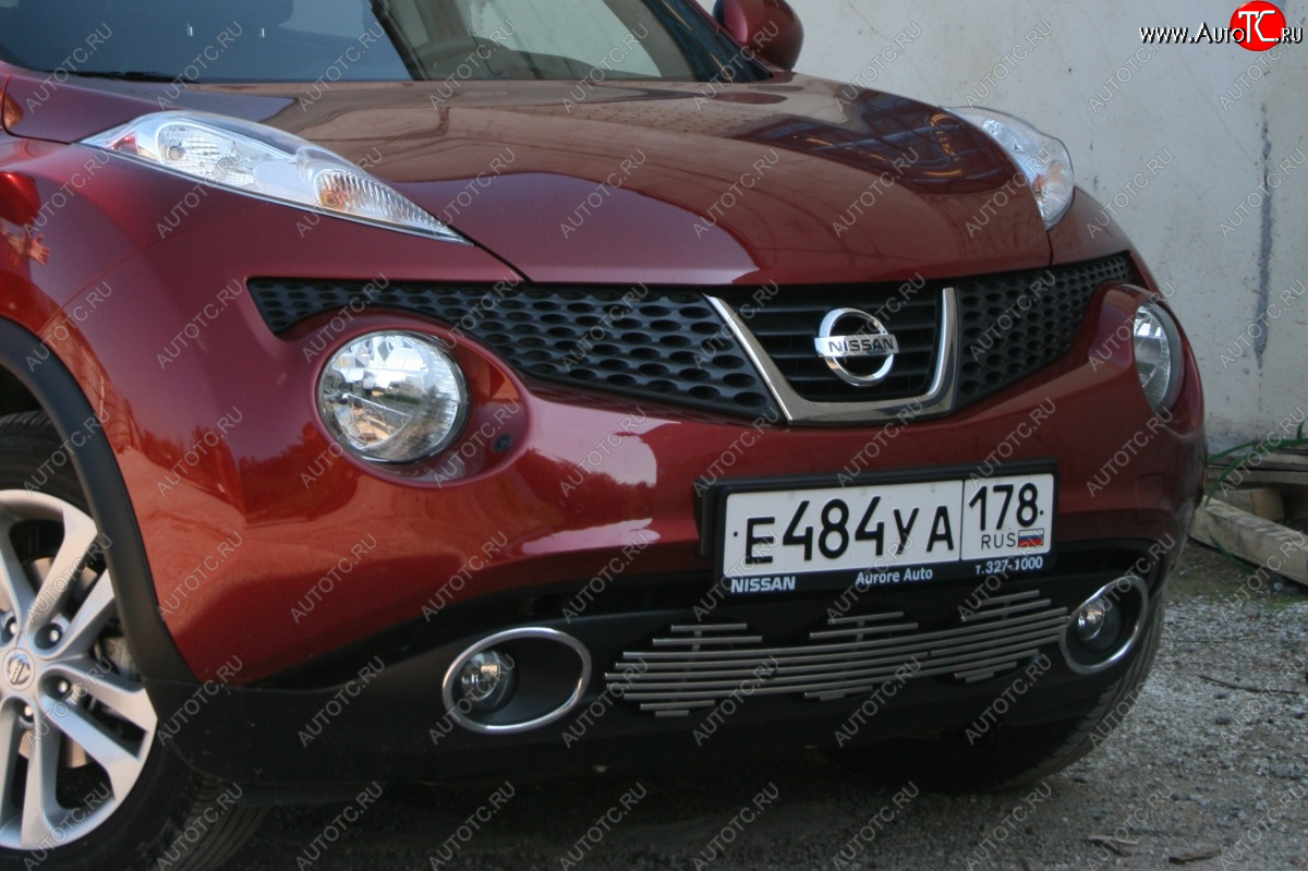 4 688 р. Декоративный элемент воздухозаборника Souz96 нержавеющая сталь  Nissan Juke  1 YF15 (2010-2014) дорестайлинг (Черная 10 мм)  с доставкой в г. Кемерово