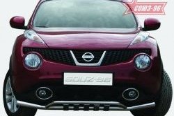 Двойная защита переднего бампера d 60х42 с профильными элементами Souz-96 Nissan Juke  1 YF15 (2010-2014) дорестайлинг