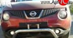 Защита переднего бампера d63 мм с центральным изгибом Металл Дизайн Nissan Juke 1 YF15 дорестайлинг (2010-2014) (полированная нержавейка)